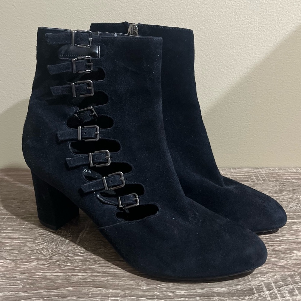 David Tate Black Ankle Boots with Buckle Details Women's Size 8